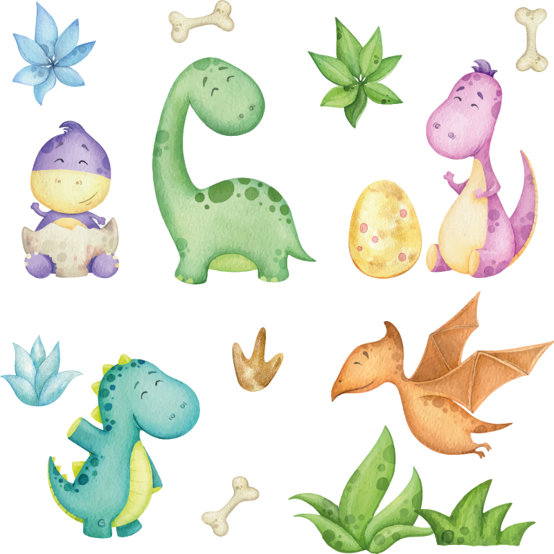 Vinil podovi spavaća soba s nordijskim dinosaurima - TenStickers