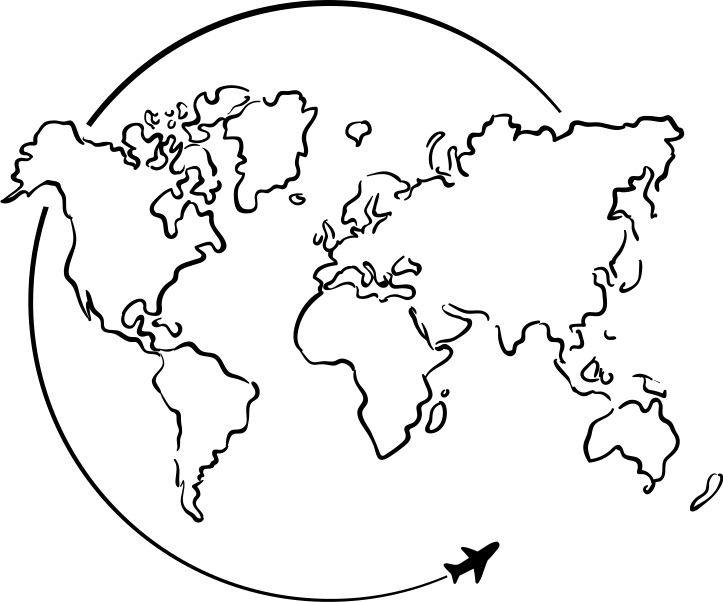 Vinil podovi karta svijeta avion u krugu - TenStickers