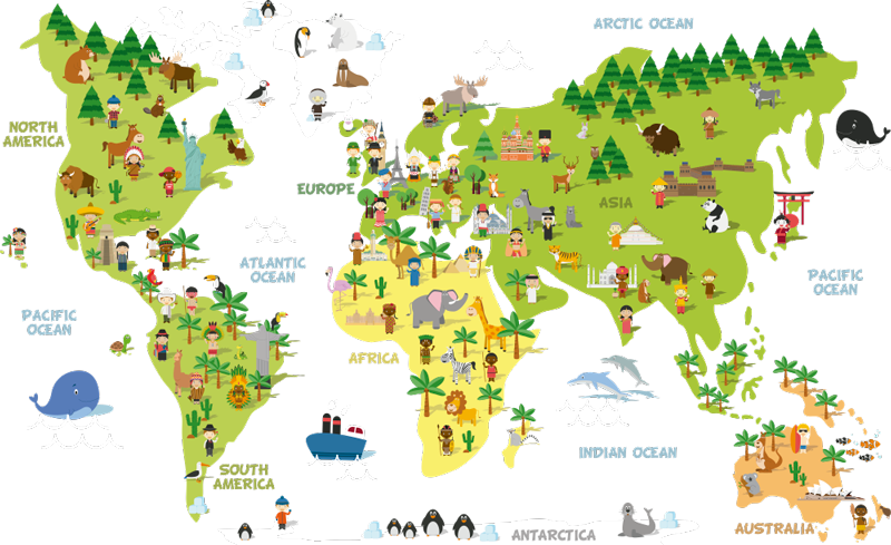 Vinil podovi karta svijeta mapa osoba na engleskom - TenStickers