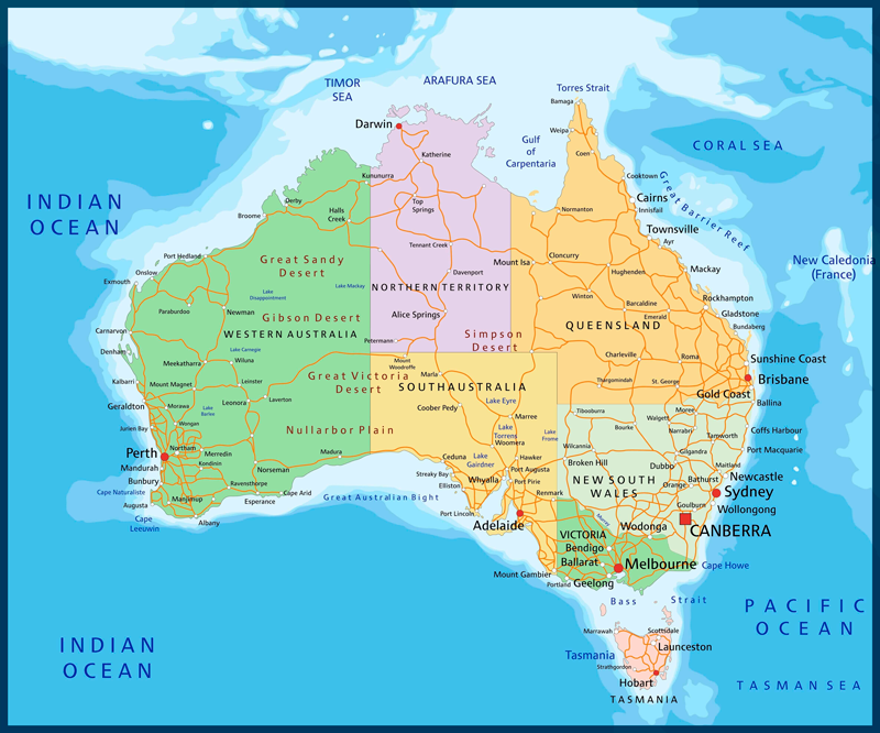 Vinil podovi karta svijeta politička karta australije - TenStickers