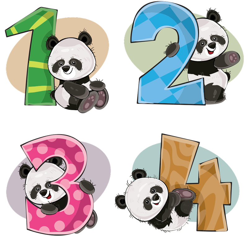 Vinil podovi djeca 4 panda - TenStickers