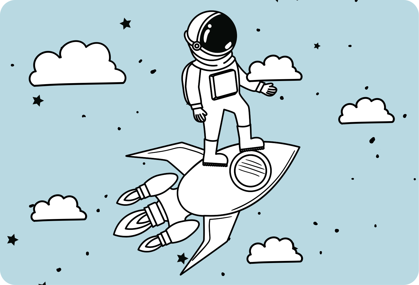 Vinil podovi djeca s raketom, astronautom i zvijezdama - TenStickers