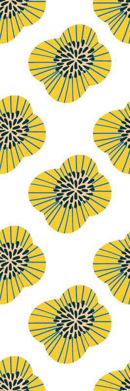 Vinil podovi za kupatilo s velikim plavim i žutim cvjetovima - TenStickers