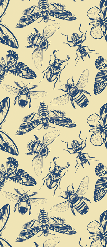 Vinil podovi za kupatilo s uzorkom pčela i leptira - TenStickers