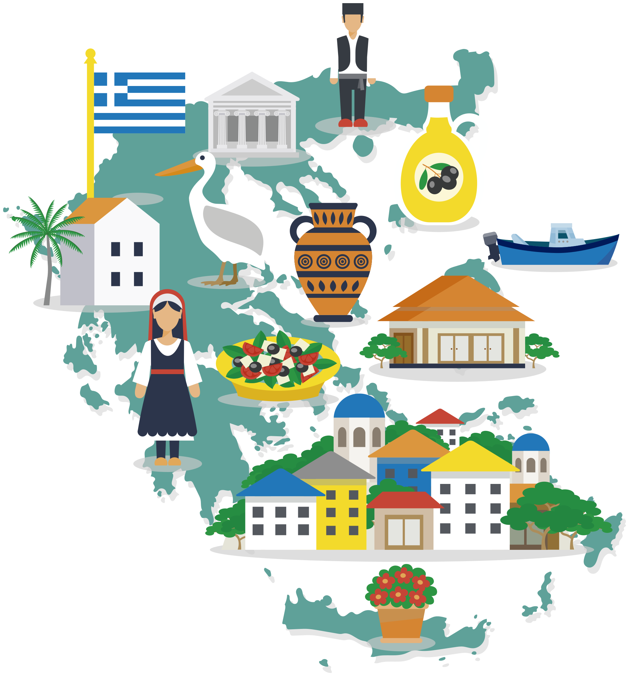 Vinil podovi karta svijeta ilustracija grčke i otoka - TenStickers