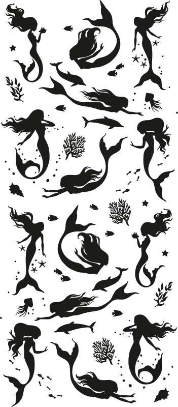 Vinil podovi za kupatilo s motivom sirena - TenStickers