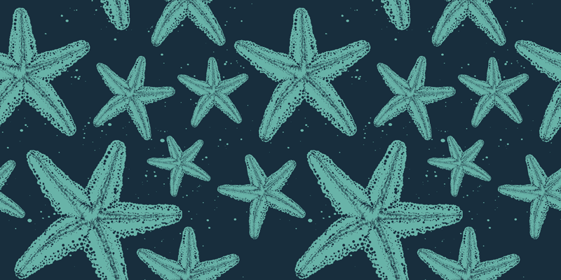 Vinil podovi za kupatilo starfish plave nijanse - TenStickers