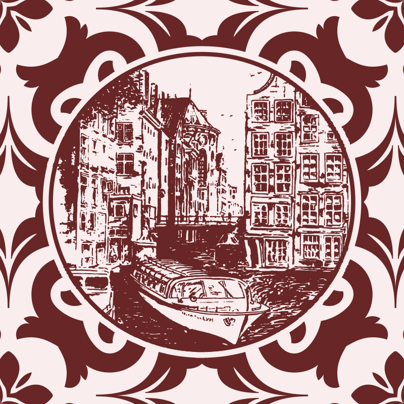 Vinil pod u kuhinji kuće uz kanal i čamac - TenStickers