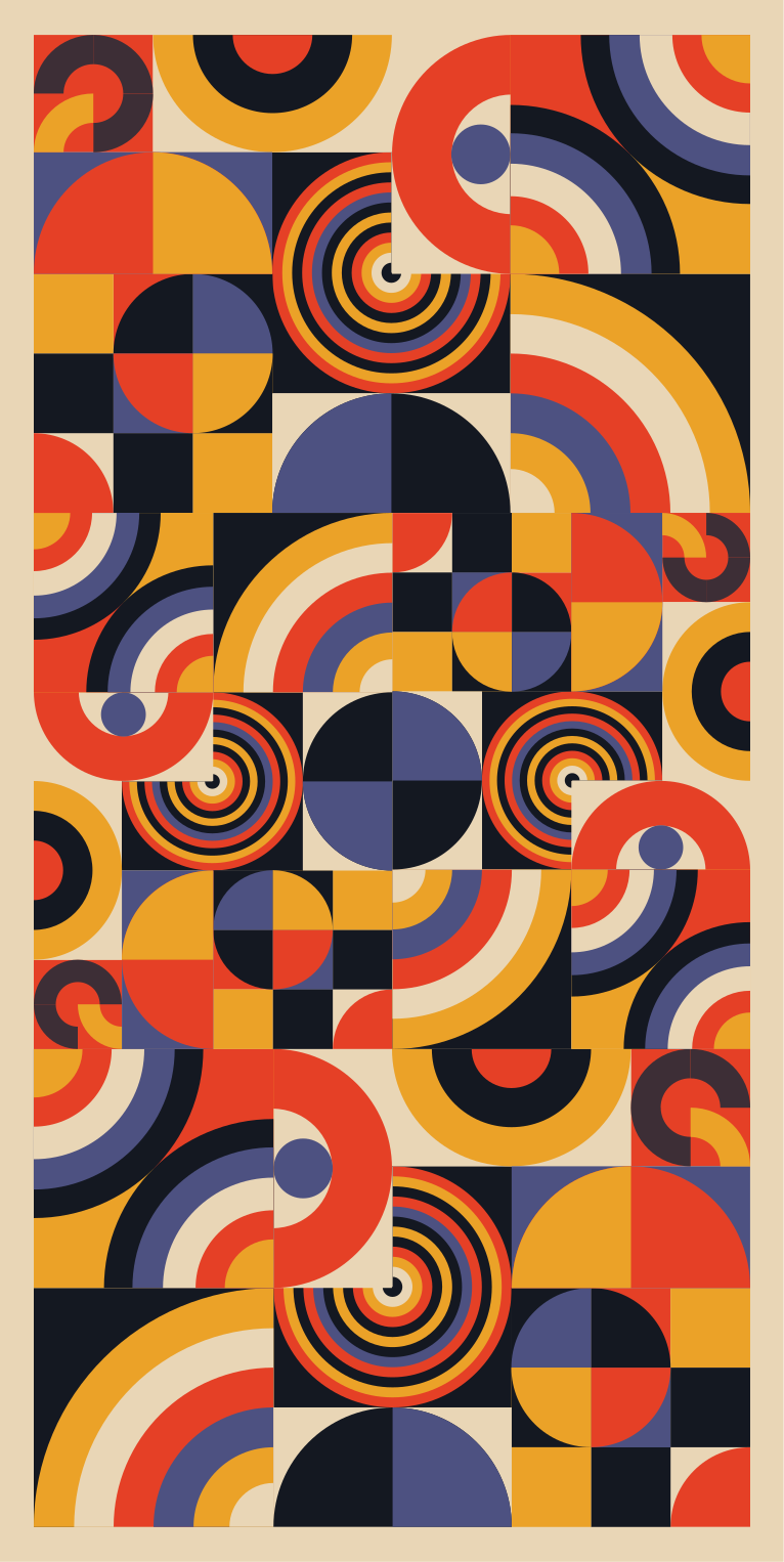 Vinil pod u kuhinji u šarenim bauhaus krugovima - TenStickers