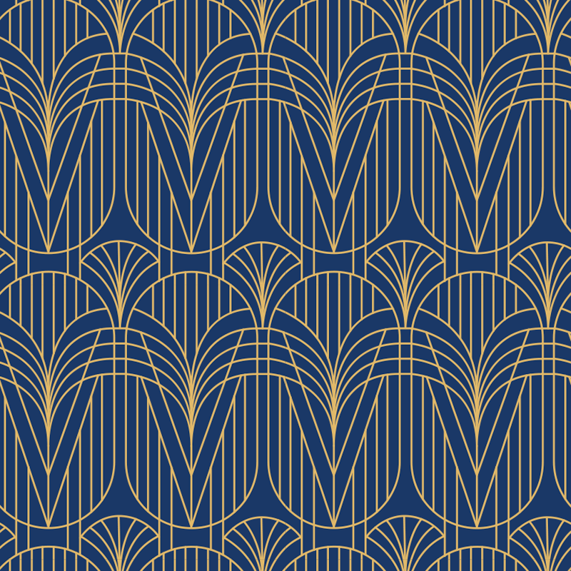 Vinil pod u kuhinji s art deco uzorkom i zlatnim detaljima - TenStickers