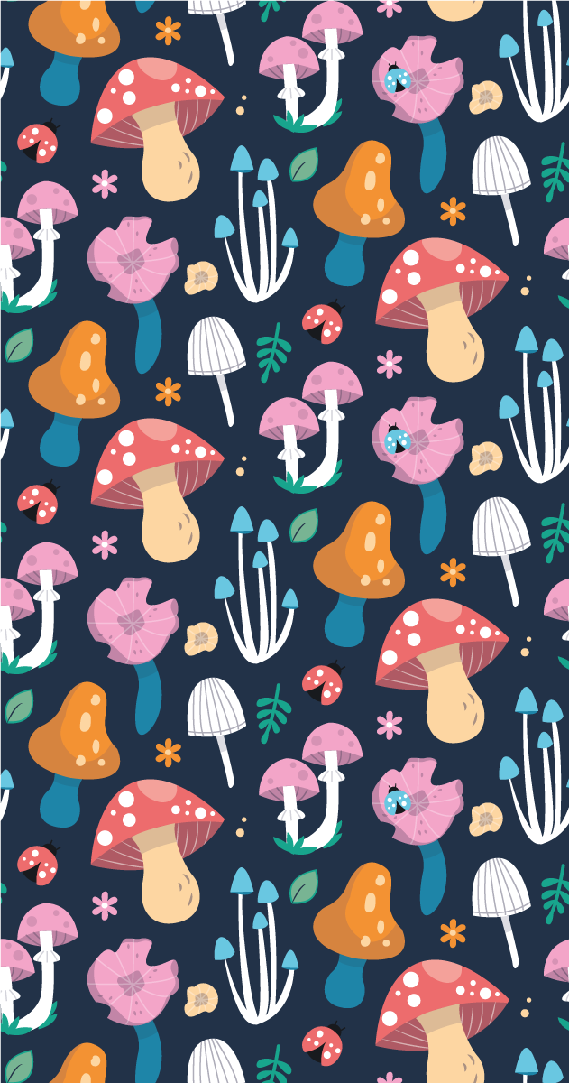 Vinil pod u kuhinji uz uzorak gljiva i bubamara - TenStickers