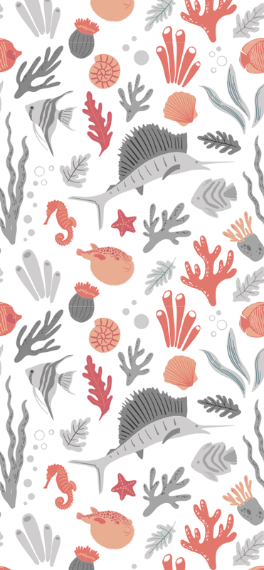 Vinil podovi spavaća soba s ilustracijom morskog života - TenStickers