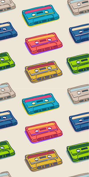 Vinil podovi spavaća soba s uzorkom retro kasete - TenStickers