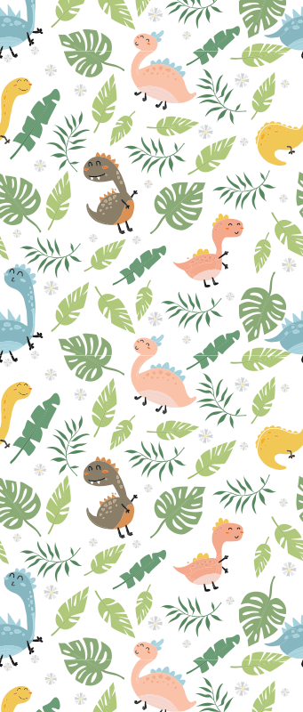 Vinil podovi spavaća soba u pastelnim šumama s dinosaurima - TenStickers