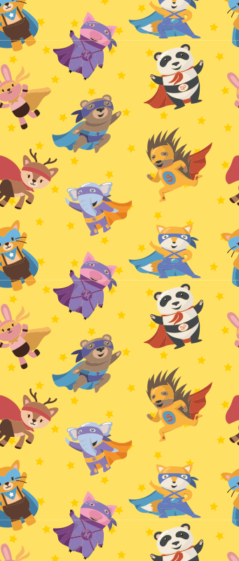 Vinil podovi spavaća soba s uzorkom superheroja na žutoj - TenStickers