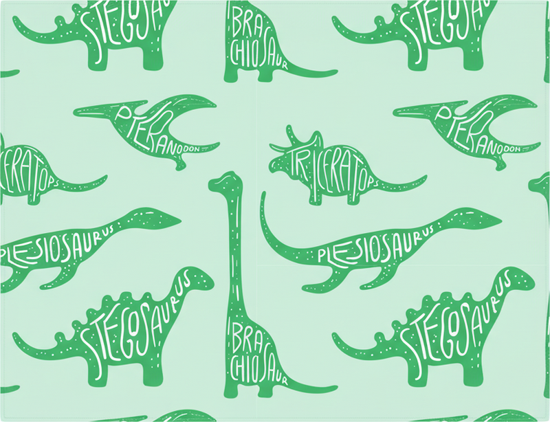 Vinil podovi spavaća soba zeleni dinosauri s imenima - TenStickers