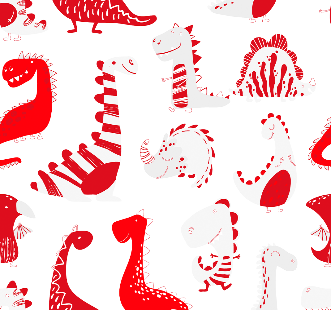 Vinil podovi spavaća soba s crvenim dinosaurima - TenStickers