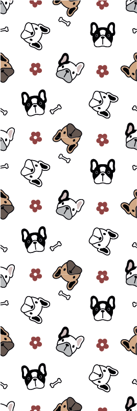 Vinil podovi spavaća soba cvijeće i francuski buldoge - TenStickers