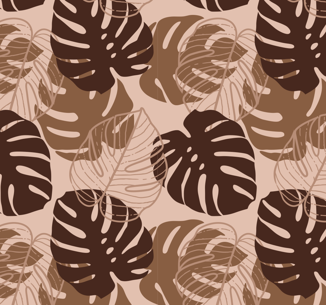 Vinil podovi priroda smeđa ton monstera deliciosa - TenStickers