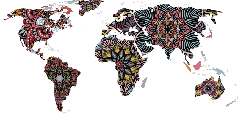 Vinil podovi karta svijeta mandala svjetska mapa - TenStickers