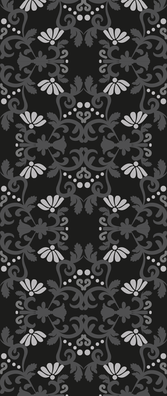 Vinil podovi berba u crnom klasičnom damask stilu - TenStickers