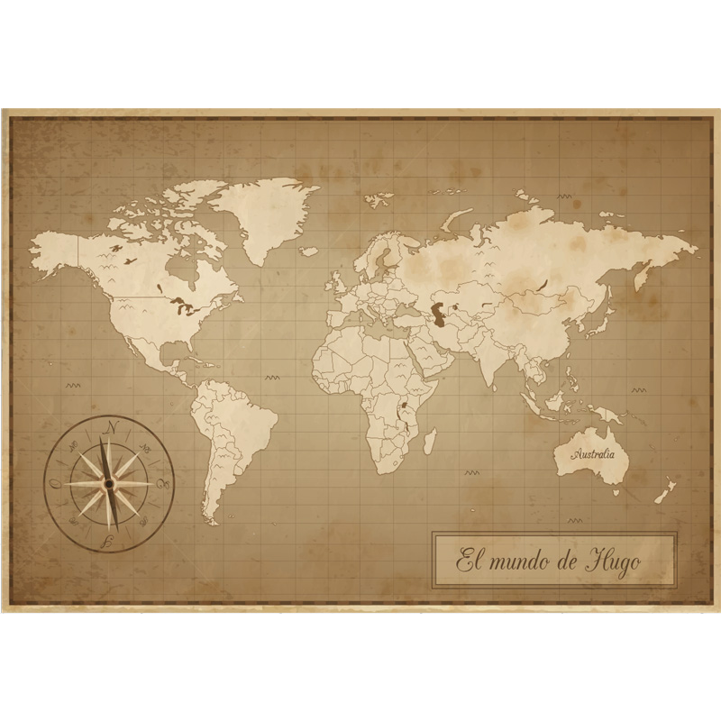 Vinil podovi karta svijeta vintage mapa s imenom - TenStickers