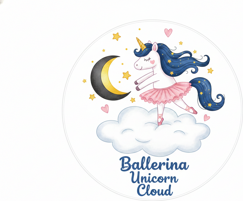 Vinil podovi djeca balerina jednorog na oblaku - TenStickers