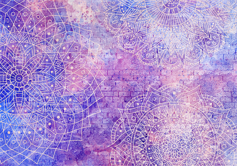 Vinil podovi purpurna boja zid s mandala uzorkom - TenStickers