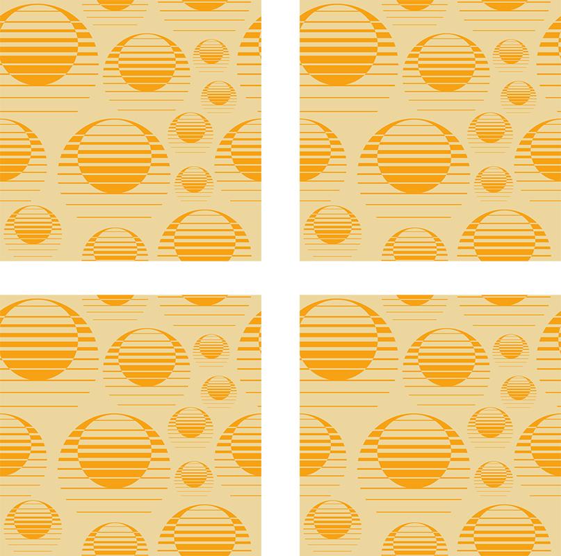 Vinil podovi naranča retro sun crtež - TenStickers