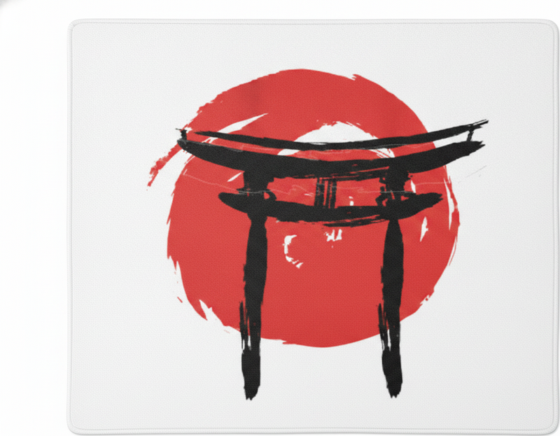 Vinil podovi crvena s japanskim oslikanim vratima - TenStickers