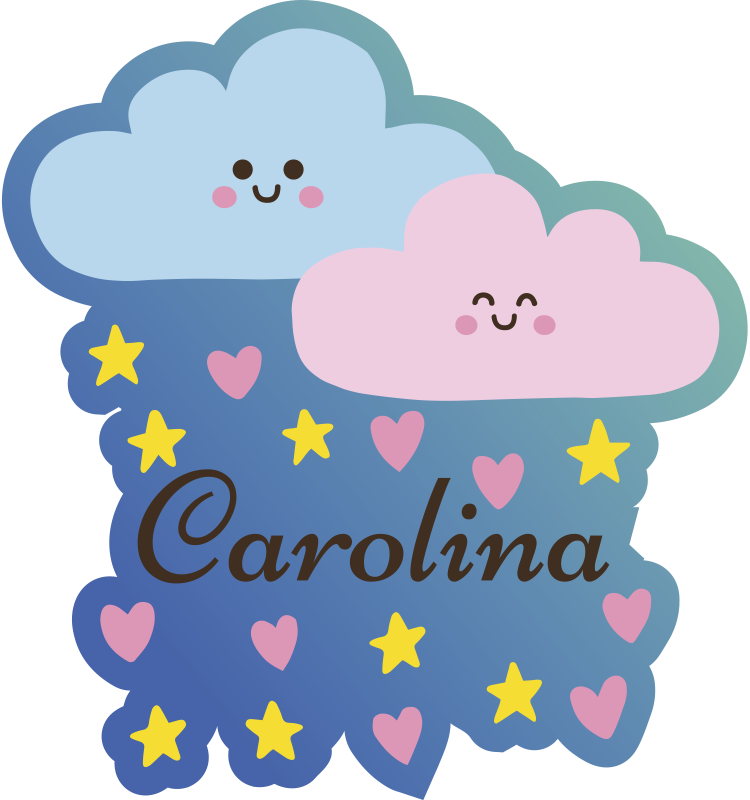 Personabilni oblaci i zvijezde vinil prostirka - TenStickers