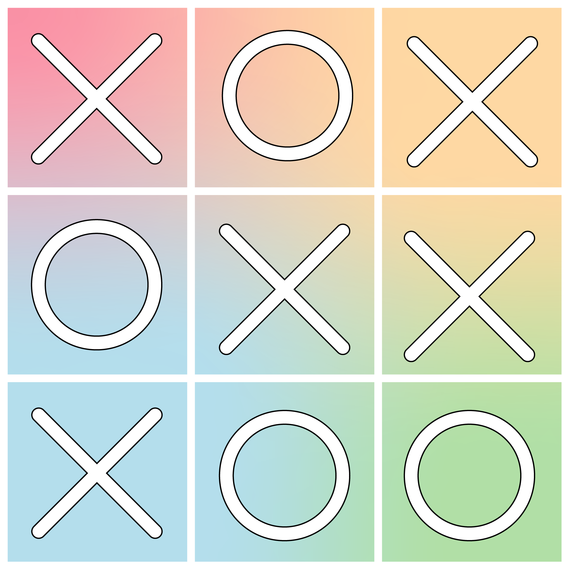 Vinil podovi igre igra tic-tac-toe - TenStickers