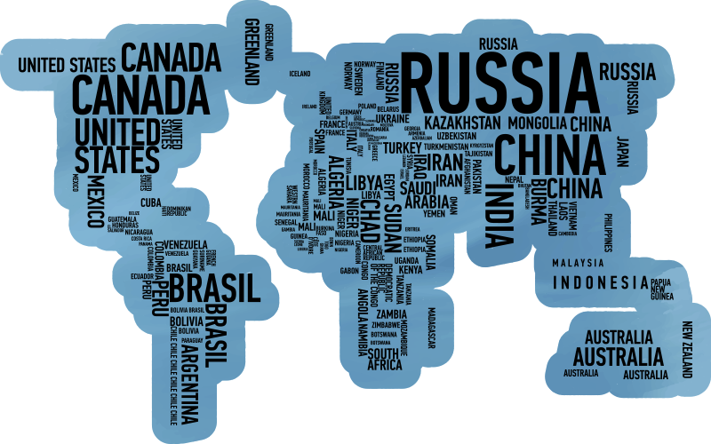 Vinil podovi karta svijeta geografska kontura - TenStickers
