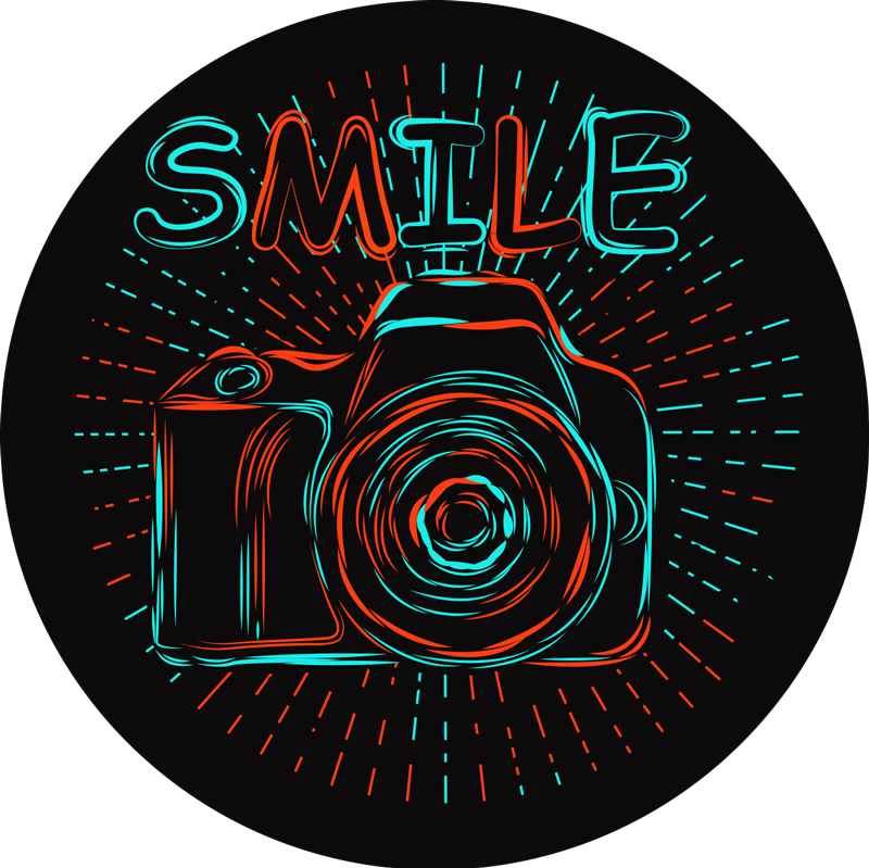 Vinil podovi djeca ilustracija neonske kamere - TenStickers