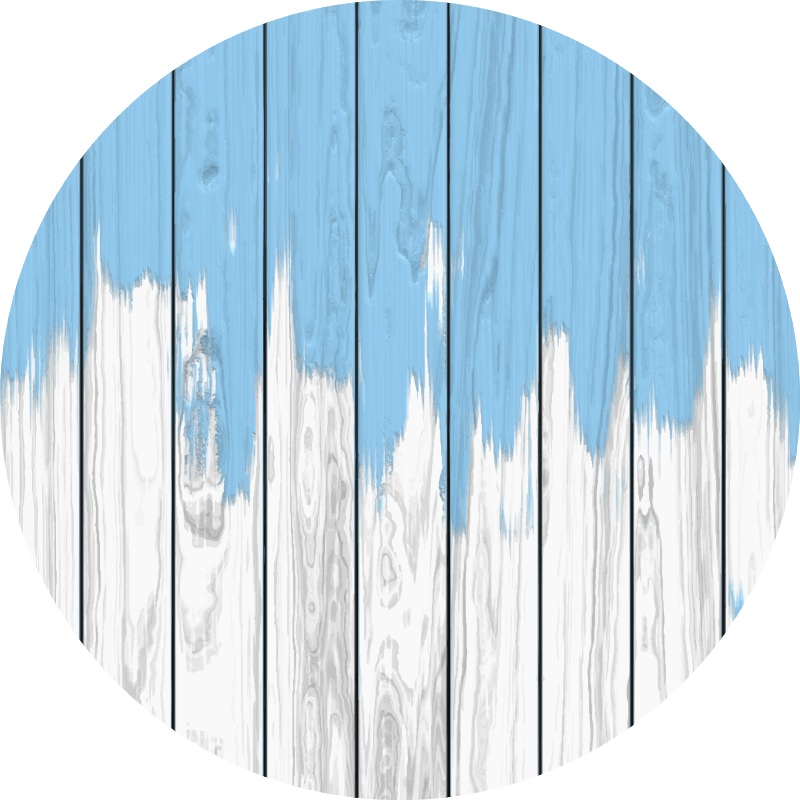 Okrugli bijeli i plavi tepih od drva - TenStickers