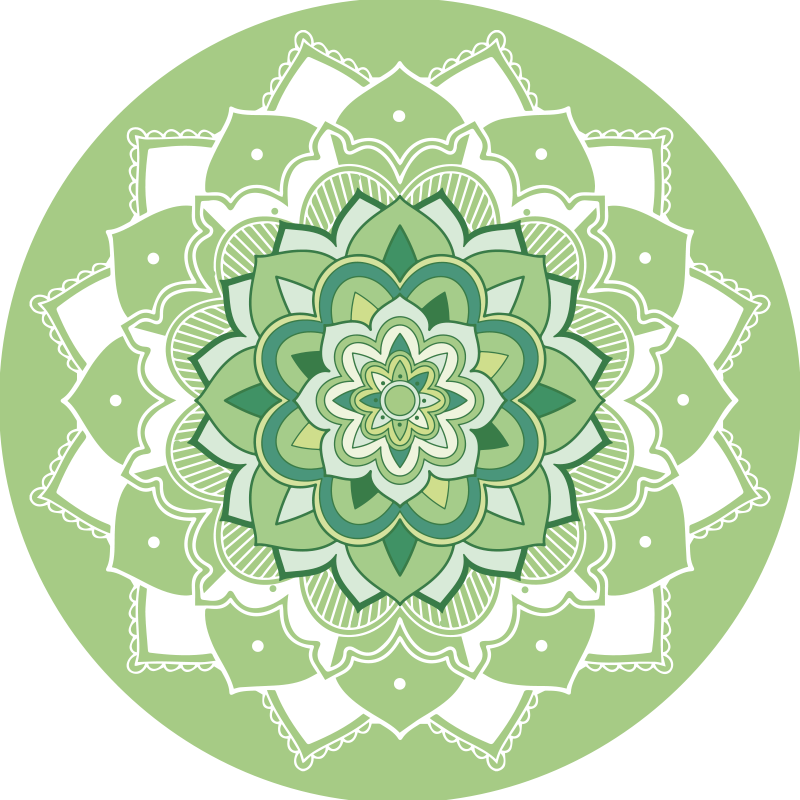 Zelena cvjetna mandala vinilne prostirke - TenStickers