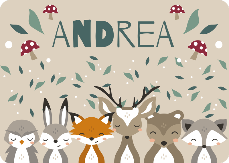 Personalizirane male životinjske vinilne prostirke s imenom - TenStickers