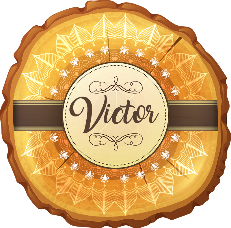 Personalizirana drvena mandala vinilna prostirka s imenom - TenStickers