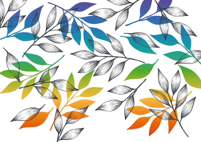 Duga lišća moderne vinilne prostirke - TenStickers