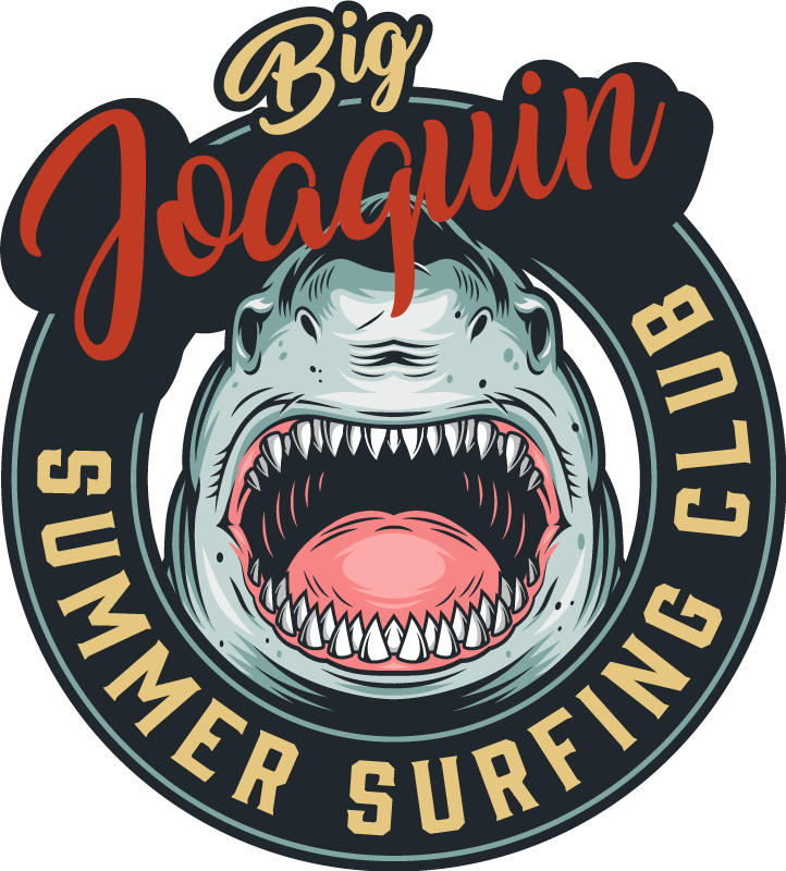 Vinil podovi s imenima amblem morskog psa za surfanje - TenStickers