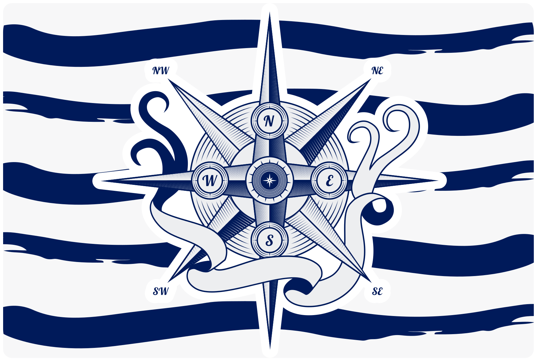 Vinil podovi karta svijeta nautički kompas - TenStickers