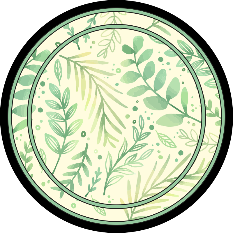 Krug ostavlja cvjetni vinil tepih - TenStickers