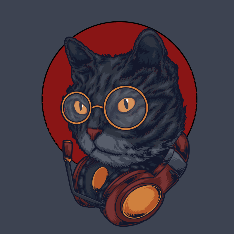 Mačka glazba ilustracija životinjski tepih - TenStickers