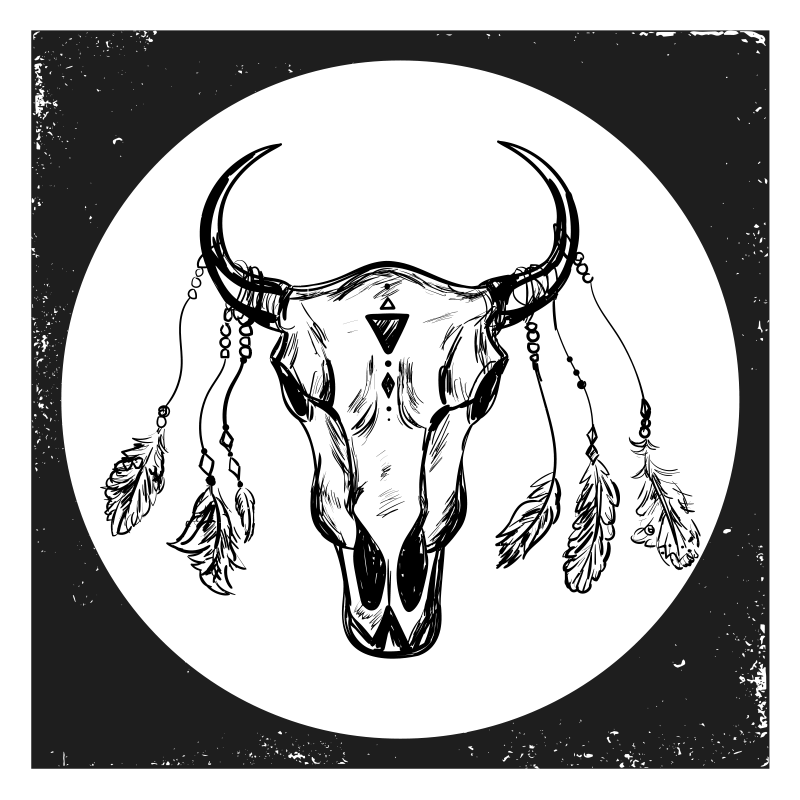 Lubanja krava boho sastav etnički tepih - TenStickers