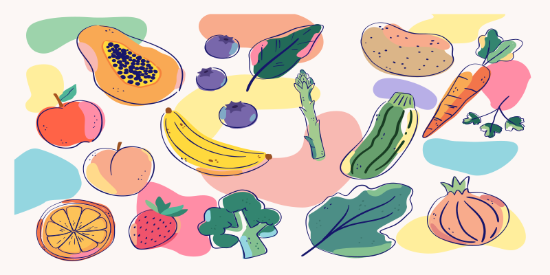 šareno voće. Kuhinjske podne pločice - TenStickers