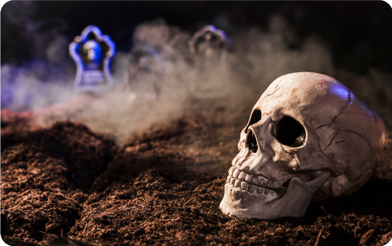 Vinil podovi Noć vještica sablasna lubanja - TenStickers