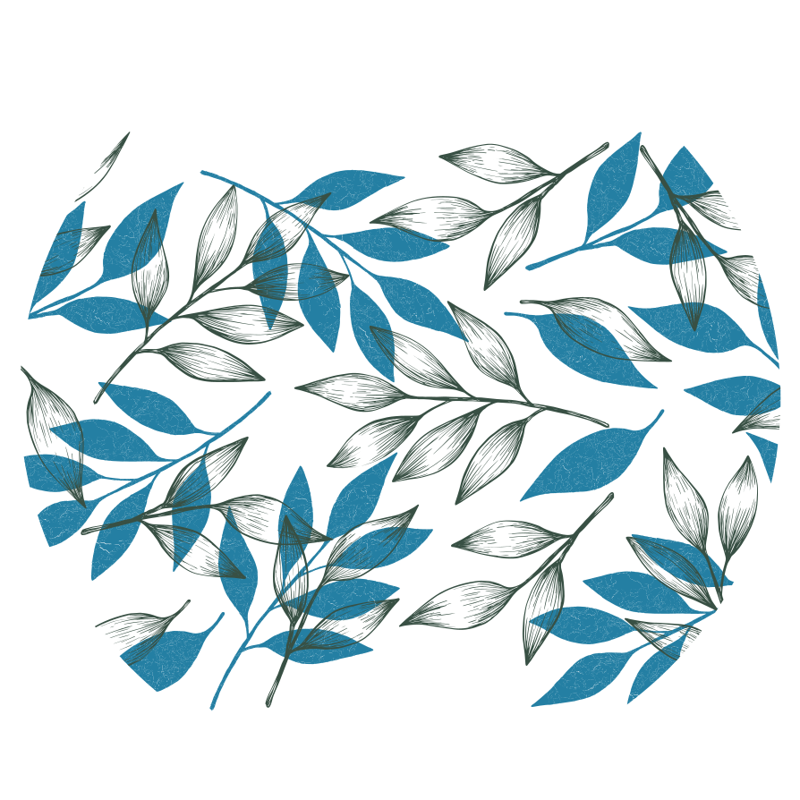 Plavi i zeleni listovi cvjetni vinil tepih - TenStickers