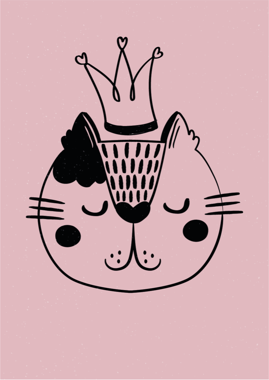 Vinil podovi životinja ilustracija okrunjene mačke - TenStickers