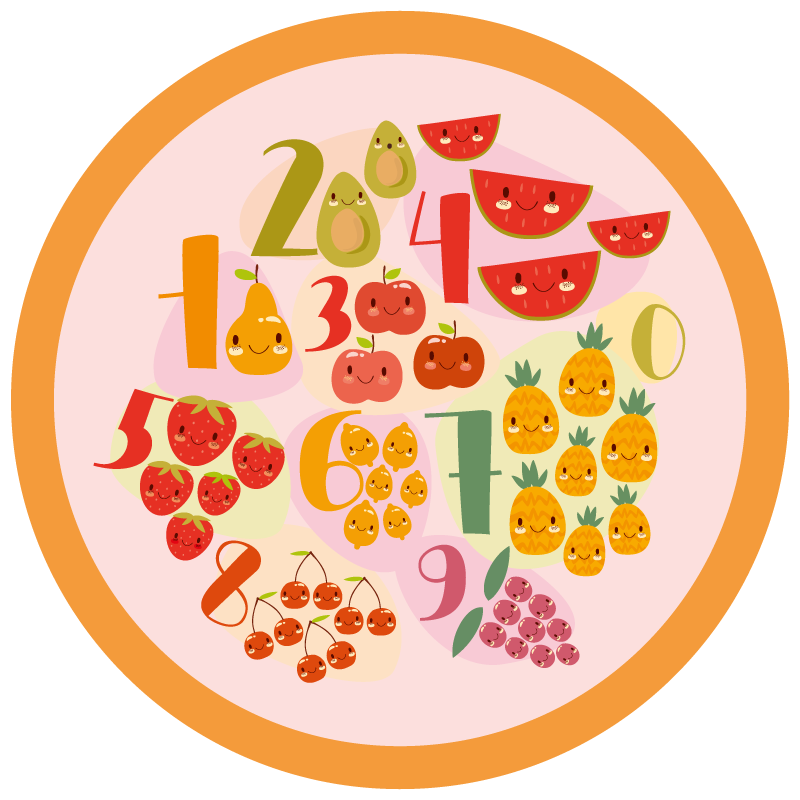Vinil podovi igre voćni krug za brojanje - TenStickers