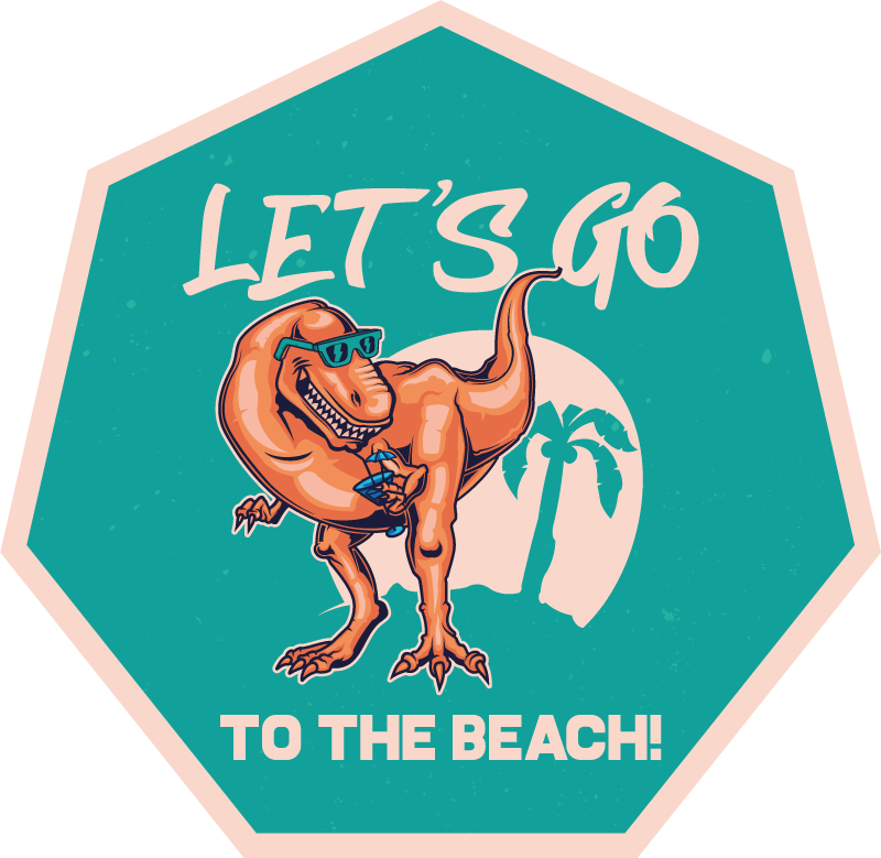 Ilustracija dinosaura idemo na plažu - TenStickers